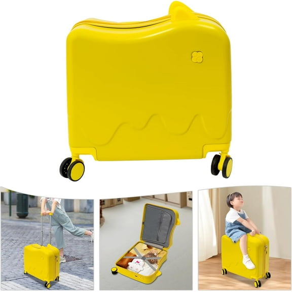 18" Kids Carry On Luggage Ride-On Kids' Suitcase with Double Spinner Wheels, Cute Lightweight Tow-Along Luggage with Password Lock, Children's Trolly Case for Travel Study Tours