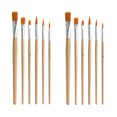 thumbnail image 1 of Miangastore Wood Handle Paint Brush Orange 12Pcs 6 Round Tips 3 Flat Tips 3 Pointed Tips, 1 of 8