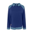 thumbnail image 5 of YMNXA Womens Denim Sweatshirt Long Sleeve Lapel Patchwork Comfortable Fashion Pullover Top For Daily Wear Navy M, 5 of 5