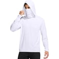 thumbnail image 2 of Men's UPF 50+ Sun Protection Long Sleeve Hooded Shirt with Mask for Spring Fall Hiking Fishing Outdoor,White,M, 2 of 7