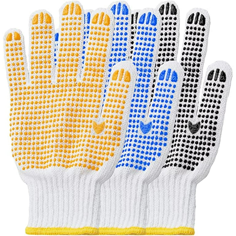 Cotton Polyester String Knit Shell Safety Protection Work Gloves for  Painter Mechanic Industrial Warehouse Gardening Construction Men &  Women,With One