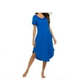 thumbnail image 4 of Maxcozy Women Loose Plain Pajamas Dress Casual V-Neck Short Sleeved Nightgown Sleepwear, 4 of 6