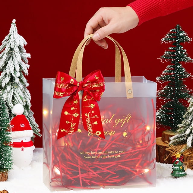 BAOPAI Christmas Transparent Hand-helds Gift Bag Christmas Eve Apples Gift Box Candy Bag Creatives Souvenir Hand Bag