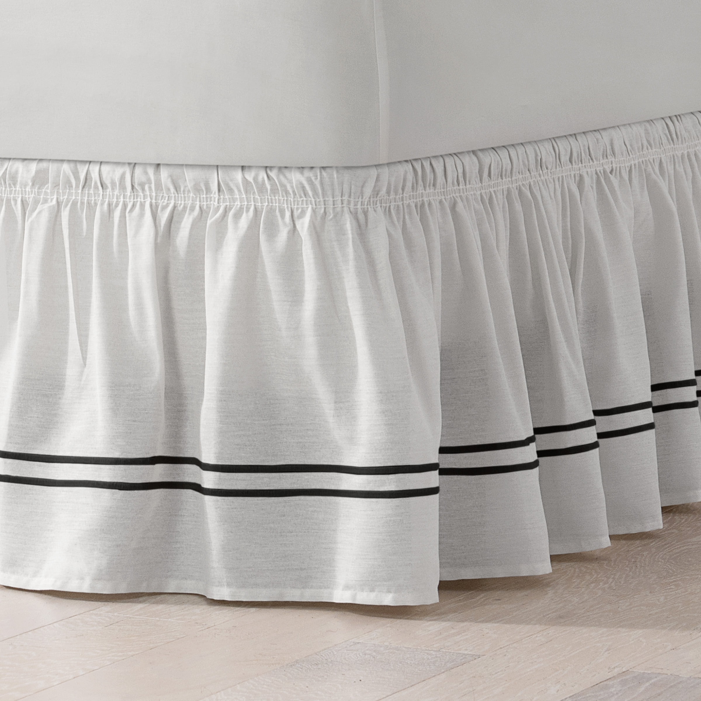 Easy Fit Adjustable Baratta Stitch Embroidered Bed Skirt