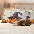 thumbnail image 3 of Halloween Outdoor Waterproof Pillow Covers, Orange Fall Pumpkin Witch Hat Bat Beige Decorative Rectangle Throw Pillowcase Sofa Cushion Sham for Patio/Couch/Chair, 20"x12" 2 Pack, 3 of 8