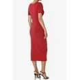 thumbnail image 4 of TheMogan Robe Midi Moulante Crayon en Coton Extensible à Manches Courtes et Encolure Carrée pour Femmes P-TG, 4 of 6