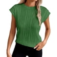 thumbnail image 2 of T Shirts for Women 2026 Summer Short Sleeve Crewneck Jacquard Loose Dressy Casual Tshirt Blouse, 2 of 6