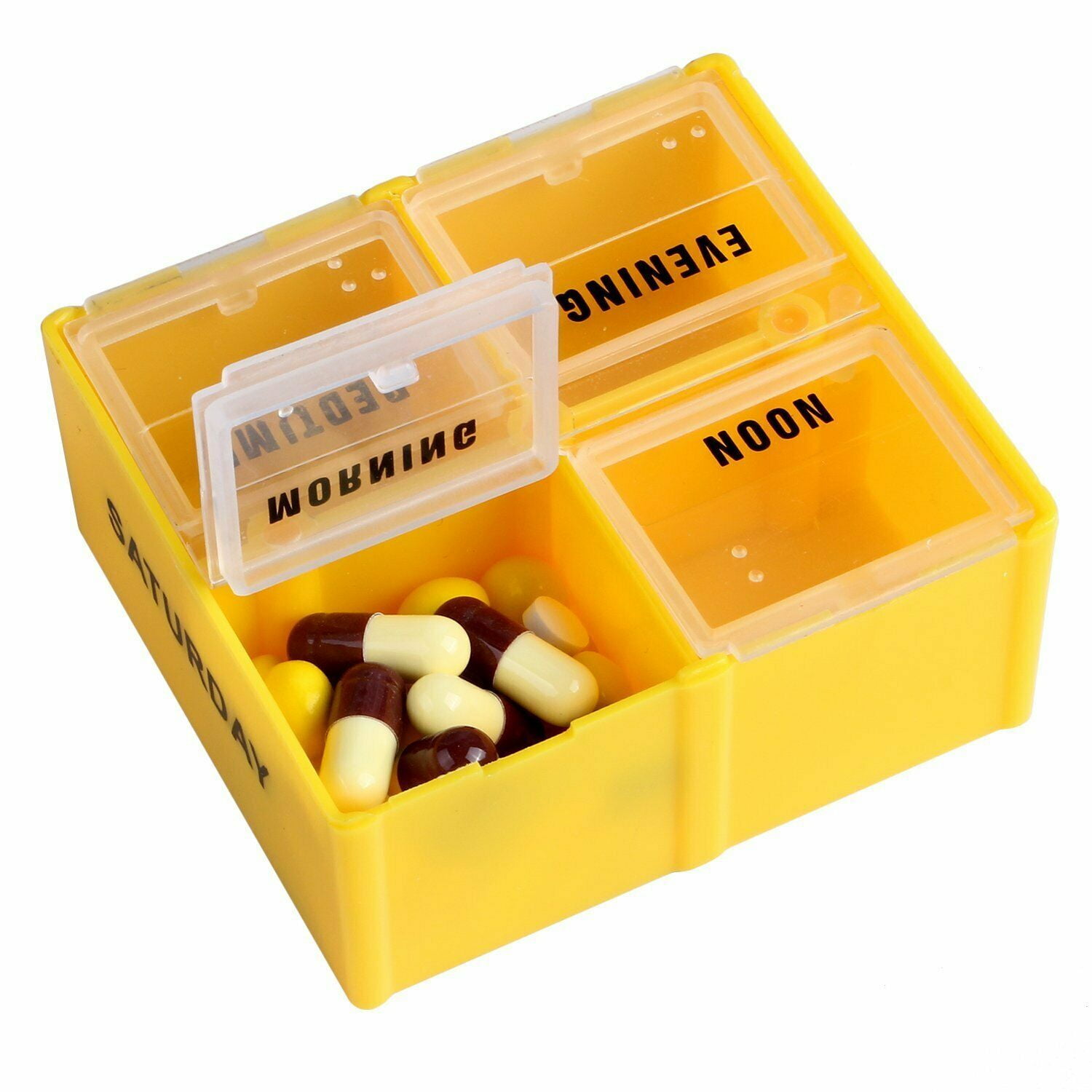 Fine Life Products 7-Day Color Coded 4 Dosage Deep Compartment Pill Organizer Great for Pills and Vitamins, Red Tray