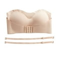 thumbnail image 4 of Women Lingerie Strapless Front Buckle Lift Bra Wire Slip Push Up Bandeau Bra Beige, 4 of 8
