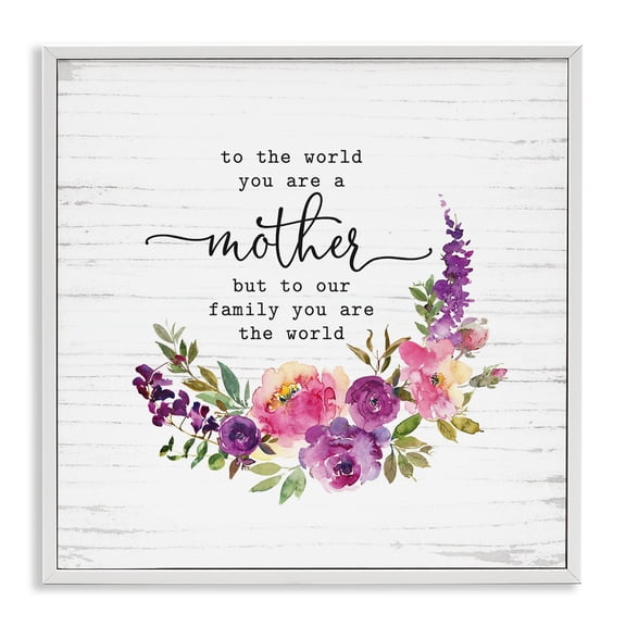 Stupell Industries Farmhouse Sentimental Mother's Day Flower Quote Watercolor Detail White Framed Giclee Art, 17 x 17, by Lettered and Lined