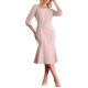 thumbnail image 2 of Vestido de cola de pez elegante para mujer Inspire Chic, con cuello cuadrado, cinturón, mangas 3/4, vestido de sirena, 2XL, rosa, 2 of 5