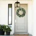 thumbnail image 7 of Artificial Green Leaf Boxwood Round Wreath for Front Door Decoration Ornament, 7 of 7