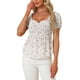 thumbnail image 1 of INSPIRAR CHIC Blusa de Peplum para Mujeres con Mangas Cortas y Cuello Corazón, Blusa Floral para el Día de la Madre, XS Blanca, 1 of 6