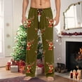 thumbnail image 2 of Christmas Pants Men Elastic Waist Relaxed Fit Casual Pants Bottoms Xmas Reindeer Print Gifts Loose Fit 2025 Winter Men's Sleepwear Pants Army Green L, 2 of 4