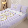thumbnail image 3 of Homewish Initial B Zipper Full Size Comforter Sets with Fitted Sheet and 2 Pillowcases for Kid, Fashion Abstract Line Zipper Bedding Set, Stars Reversible, 4 Pieces, 3 of 6