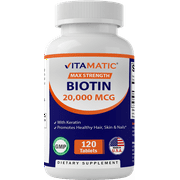 Vitamatic Biotin 20,000 mcg (20 mg) with Keratin 120 Tablets
