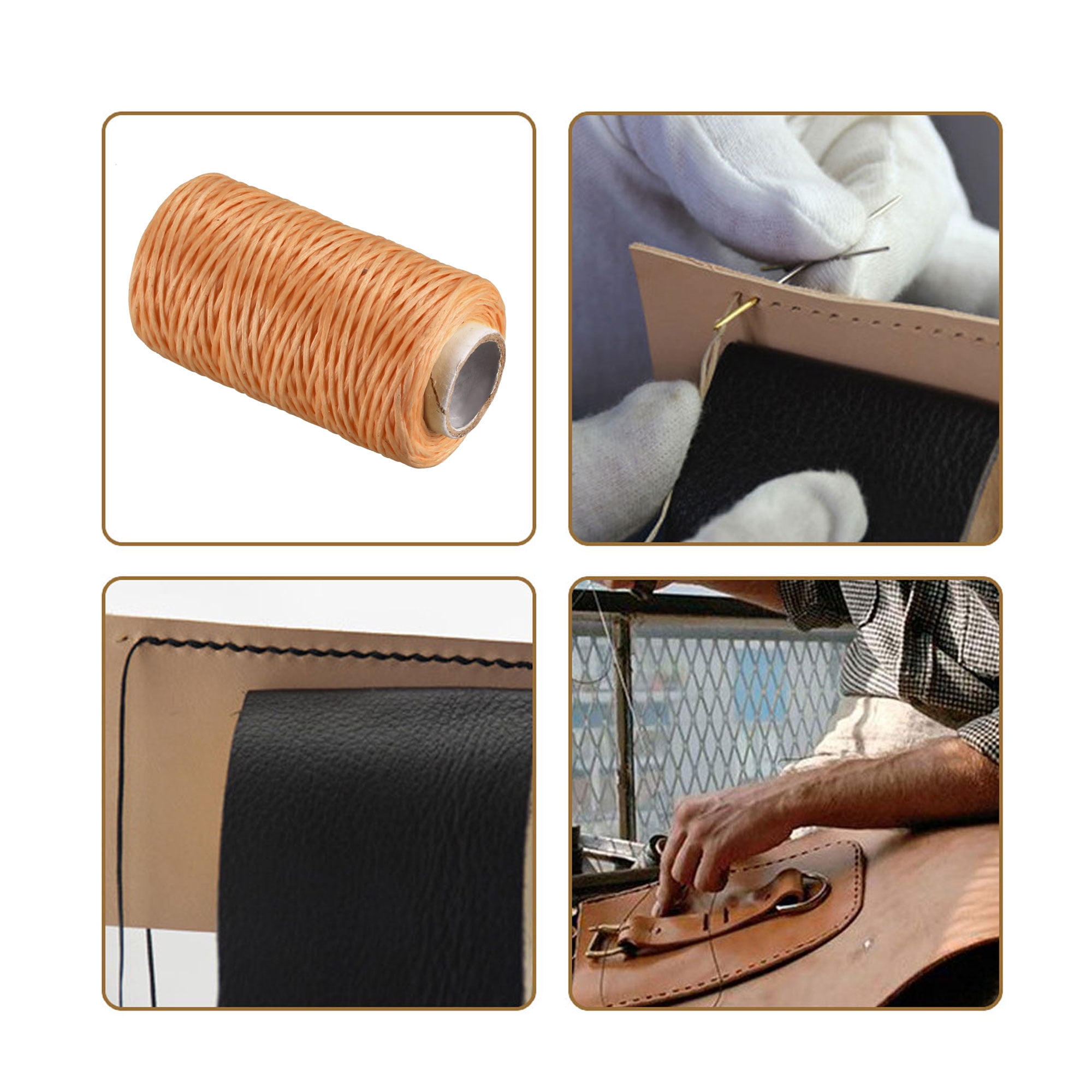 Uxcell 4'' Sewing Stitching Waxed Thread Cord Leather Dark Brown 1pcs 