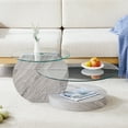 thumbnail image 3 of JUFU 35.4" Glass Coffee Table, Modern Round Coffee Table with MDF Faux Marble Base, 2-Tier Tempered Glass Top, Easy to Assemble, Ideal for Living Room, Small Space, Home Office, 3 of 9
