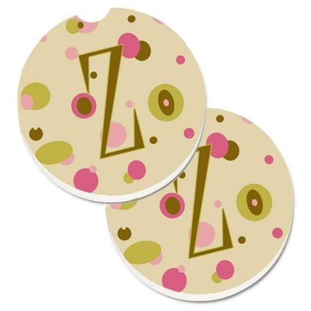

Caroline s Treasures CJ1004-ZCARC Letter Z Initial Monogram - Tan Dots Set of 2 Cup Holder Car Coasters Large