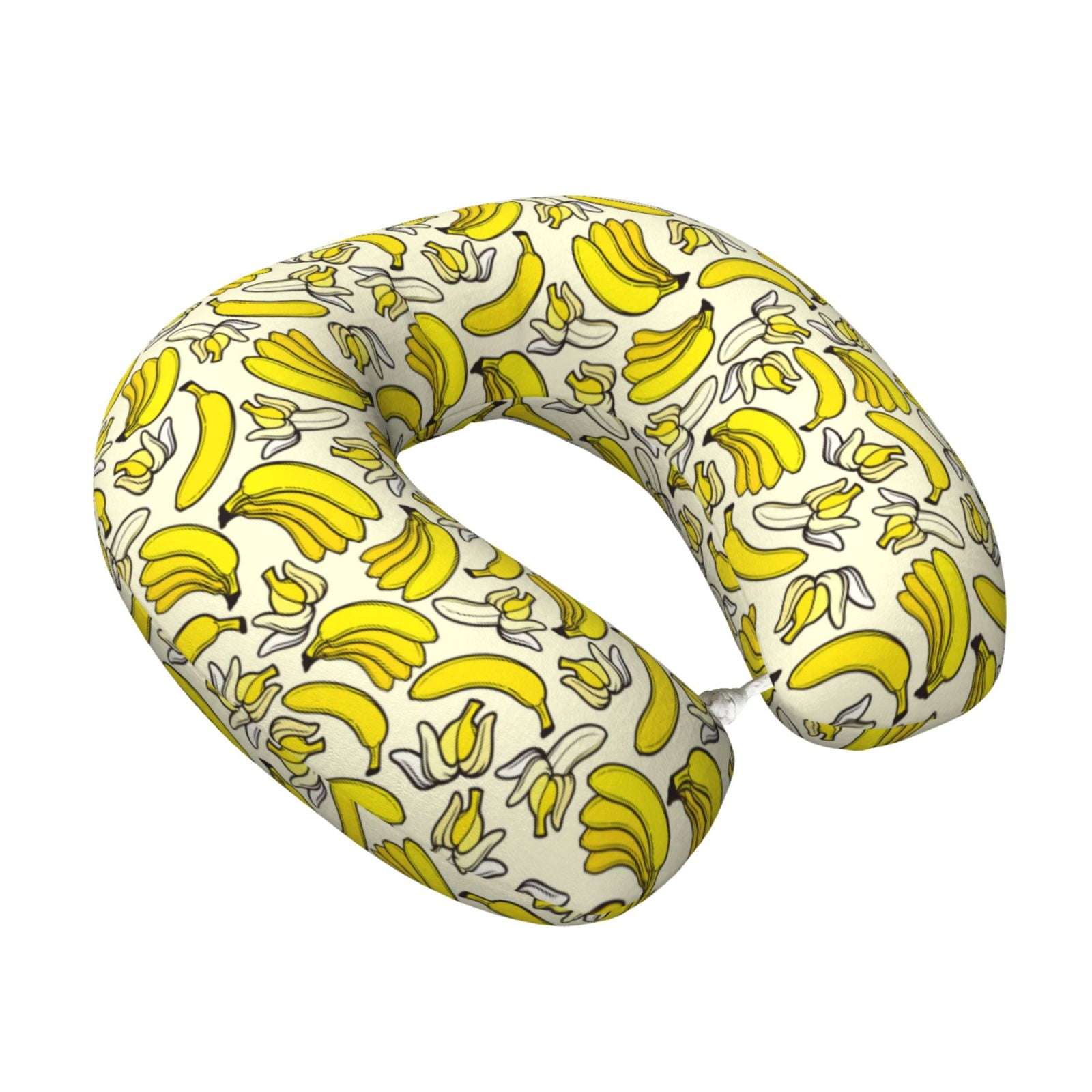 Xecao Banana Print Memory Foam Cervical Neck Pillow Versatile U-Shaped Pillows for Home,Office,Camping,Travelling,Soft Washable Cover