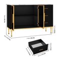 thumbnail image 2 of Sideboards Buffets Cabinet with Glass Doors,Fluted Freestanding Buffet Cabinet with Drawers, Marble Top Kitchen Sideboard Cabinet Accent Cabinet for Dining Room,Living Room, 2 of 7