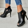 thumbnail image 4 of Penkiiy Womens Summer Booties Fine High Heels Ankle Boots Open Toe Back Zipper Cut Out Sexy Shoes 41 Black, 4 of 6