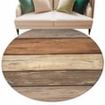thumbnail image 6 of Farmhouse Beige Brown Round Rug 8ft Washable Circle Rugs Non Slip Vintage Wooden Striped Large Area Rug Indoor Floor Carpet for Bedroom Kitchen Living Room Home Office Dining Room Nursery, 6 of 8