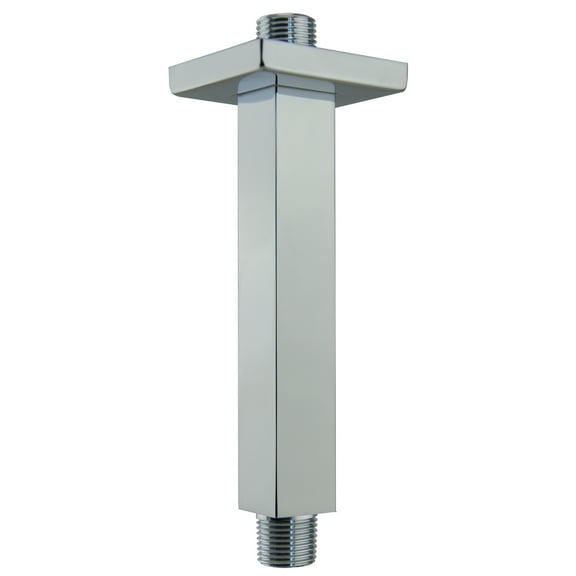 Aquaiaw Ceiling Mount Square Shower Arm, 6", Brass, Polished Chrome