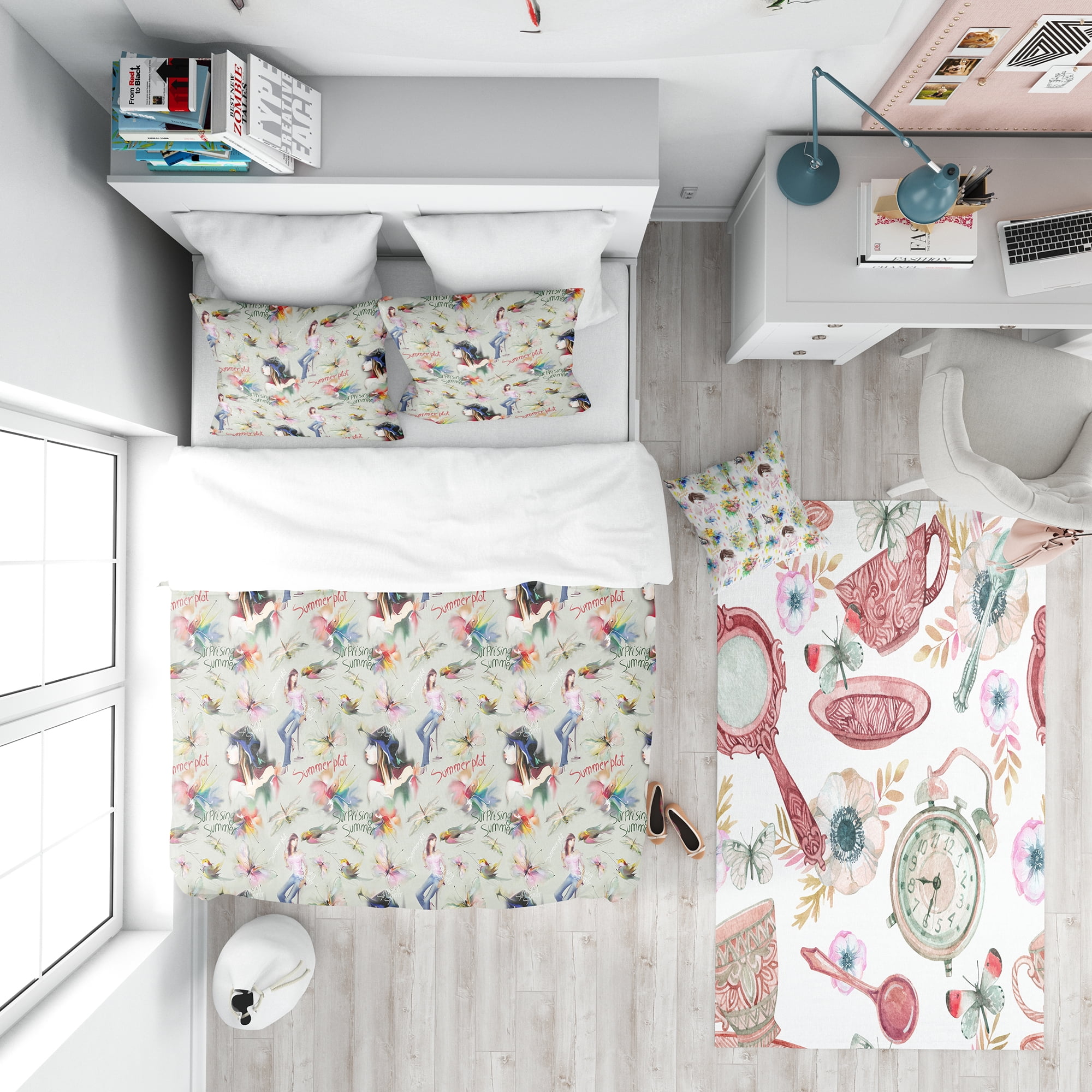 Designart 'Sweet Girl Summervibes' Casual Teen Duvet Cover Set