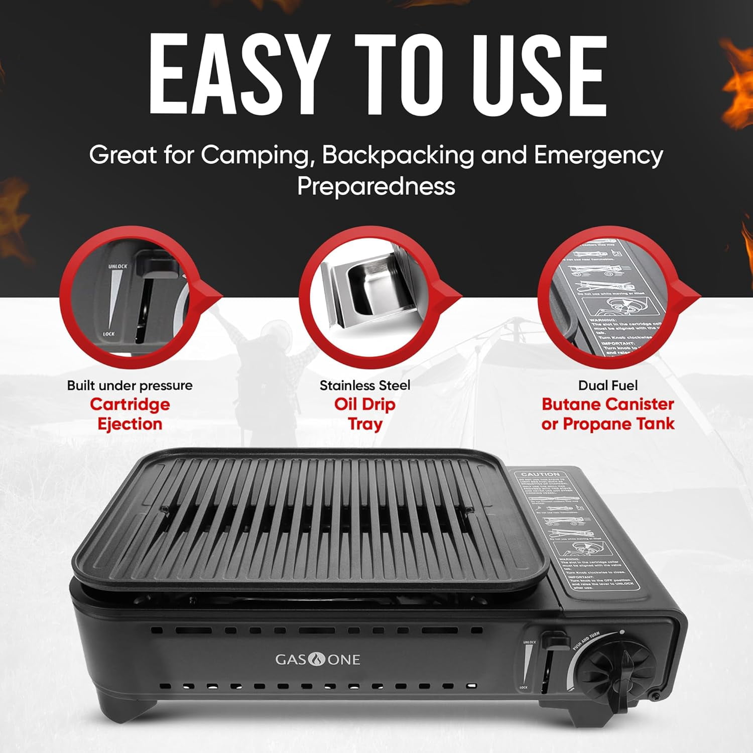 GasOne Butane or Propane Portable Grill Dual Fuel Gas Stove