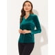 thumbnail image 4 of Blusa casual de manga larga Allegra K de terciopelo para Mujer Lago Verde XS, 4 of 4