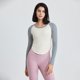 thumbnail image 3 of Camiseta deportiva ajustada de manga larga para mujer, con pliegues y contraste de colores, para adelgazar, fitness, yoga, desnuda, 3 of 4