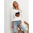 thumbnail image 3 of VILOVE Black Cat on Pumpkin Sweatshirt Women Fall Sweatshirt Funny Halloween Pumpkin Face Graphic Pullover Tops, 3 of 6