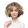 thumbnail image 2 of Peluca para Mujer con Cabello Corto Rizado Personalizada Esponjosa Castaño Dorado Degradado Rosa Peluca de Malla, 2 of 10