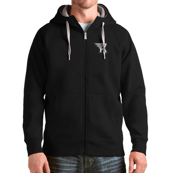 Men's Antigua Black Rochester Knighthawks Victory Full-Zip Hoodie