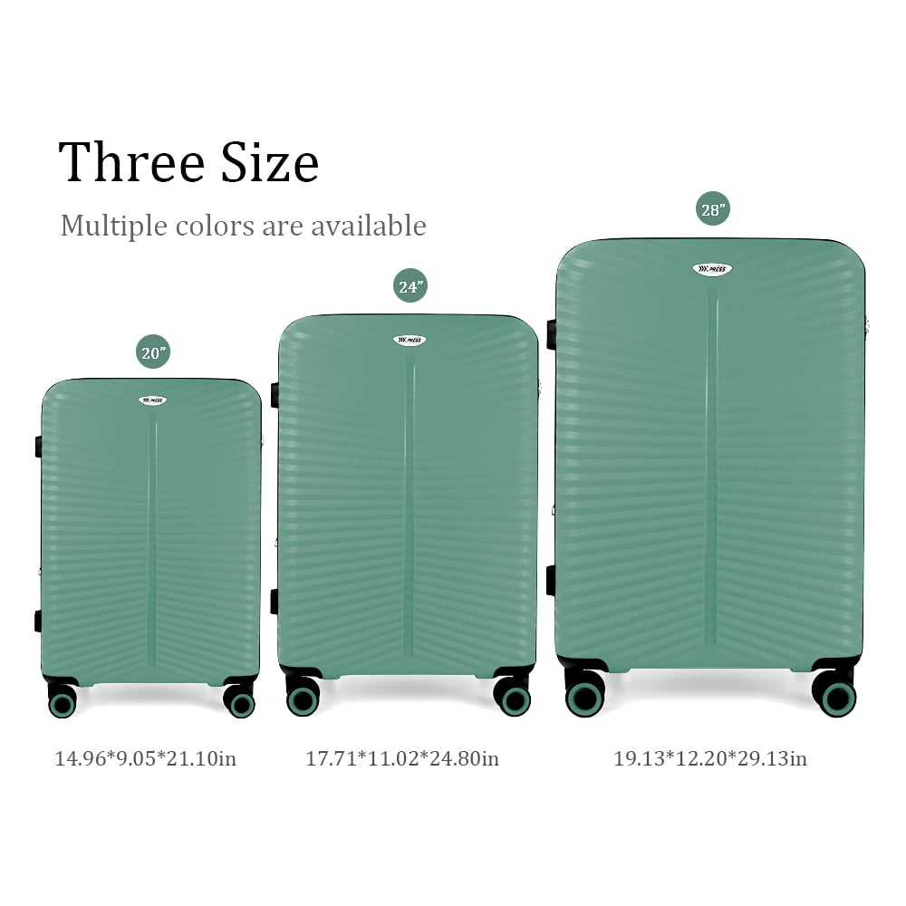 3 Piece Hardside Luggage Set Expandable Suitcase with Spinner Wheels,Lightweight Hardshell Suitcase Set 20in24in28in, Light Green, SQ249
