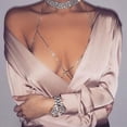 thumbnail image 4 of Rhinestone Body Chain Bra Summer Beach Bikini Waist Chain Chest Belly Chain Crystal Sexy Body Jewelry for Women and Girls (Silver), 4 of 7