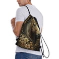 thumbnail image 4 of Yiaed Palatial Gold Pattern Horse Print Drawstring Bags Drawstring Backpack Bulk String Back Pack Gym Sport Bag-Small, 4 of 5