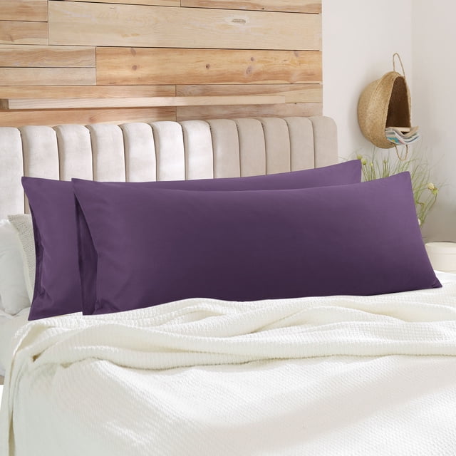 PiccoCasa 2Pcs Body Pillowcases Microfiber Pillow Covers, King Purple