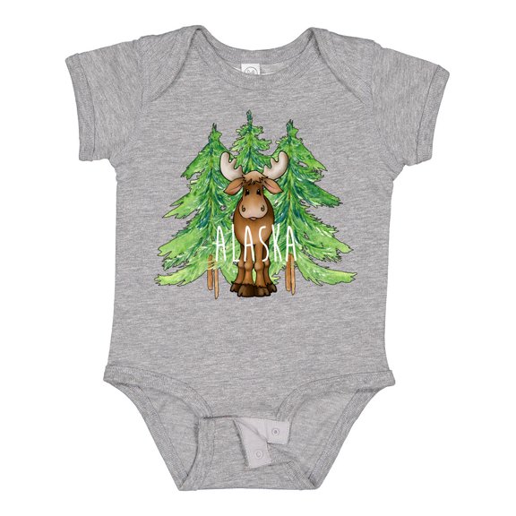 Inktastic Alaska Moose and Trees Boys or Girls Baby Bodysuit
