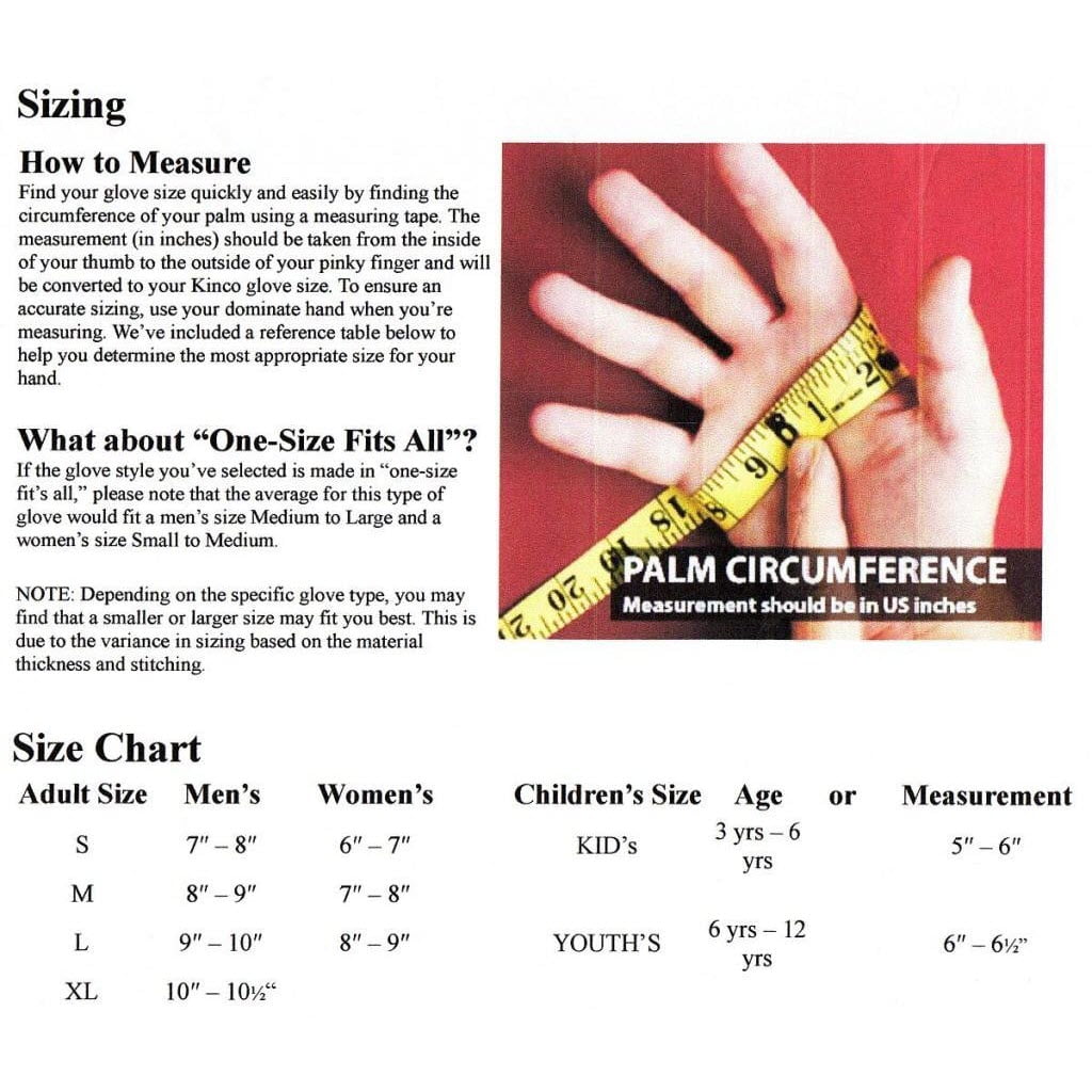 Kinco Mittens Size Chart