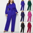 thumbnail image 1 of Sentmoon Plus Size Overalls for Women Plus Size Rompers Long Sleeve V Neck Solid Color Regular Fit Jumpsuits for Women Plus Size Summer for Beach and Vacation, 1 of 7