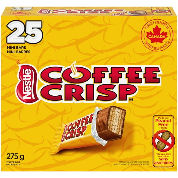 Mini Wafer Bars, Peanut-free Halloween Candy, Individually Wrapped, Chocolatey Coated Wafers with Coffee Crème Filling, Natural Flavours and Colours, Prepared in Canada, 275 g