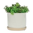 thumbnail image 3 of Sagebrook Home Set Of 2 Ceramic 6/8" Planter With Saucer, Beige, Round, Ceramic, Contemporary, 8"H, Speckled, 3 of 8