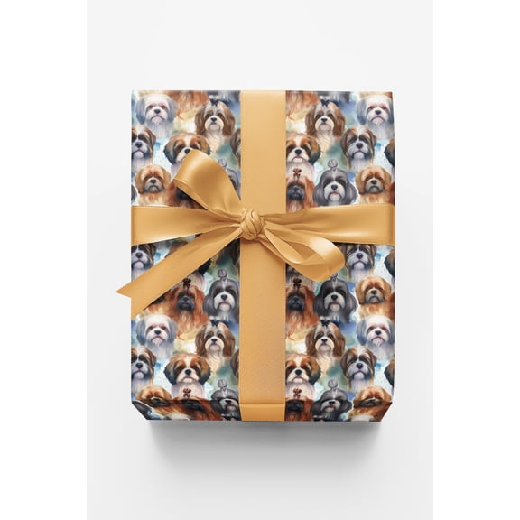 London Penny Premium Wrapping Paper - Festive Shih Tzu Frolic