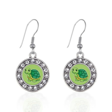 Baby Turtle Circle Charm Earrings