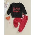 thumbnail image 3 of Elippeo Toddler Boy Valentine's Day Clothes 6M 12M 18M 24M 3Y Letter Print Long Sleeve Tops Pants Fall 2Pcs Outfit, 3 of 9