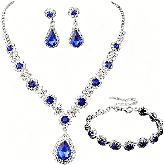 DESIGNICE 3Pcs Jewelry Set for Women,Necklace Dangle Earrings Bracelet Set,Allergy Free Wedding Party Jewelry for Bridal Bridesmaid
