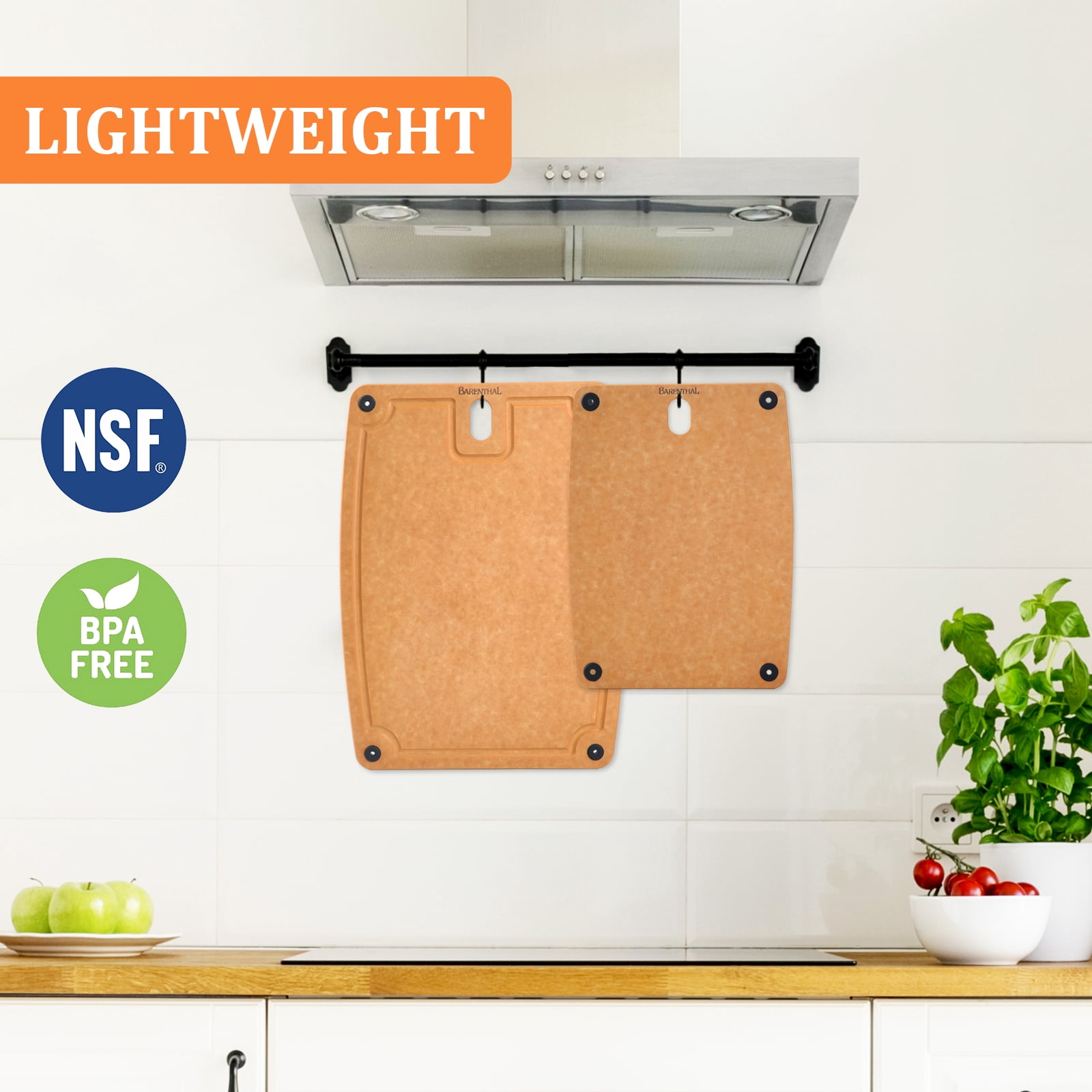 Pine Fiber Composite Reversible Cutting Board 2-Pack with Juice Groove, Medium & Large, Dishwasher Safe