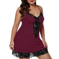thumbnail image 2 of XMMSWDLA Plus Size Lingerie for Women L-6XL Lace Satin Nightdress Womens Lingerie V Neck Nightwear Satin Sleepwear Lace Chemise Mini Teddy Satin Nightgown Nightdresses Slip Lingerie, 2 of 9